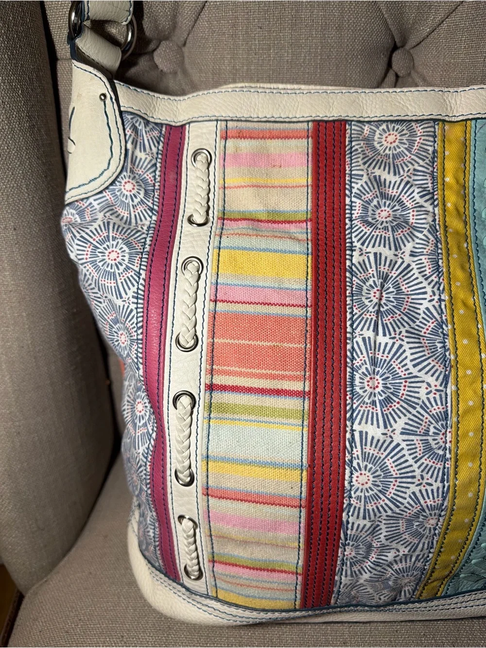 Fossil 75082 Multicolor Striped Hobo Bag